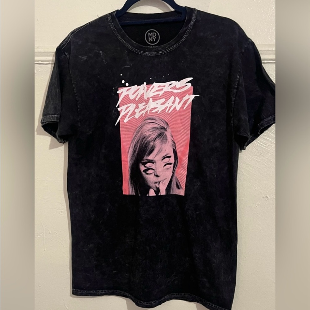 Powers Pleasant Edgy Black Tee with Pink Graphic